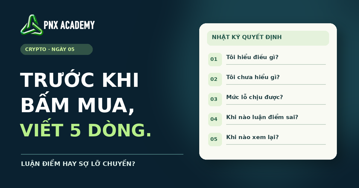 Nhật Ký Đầu Tư Crypto: 5 Câu Hỏi Trước Khi Mua