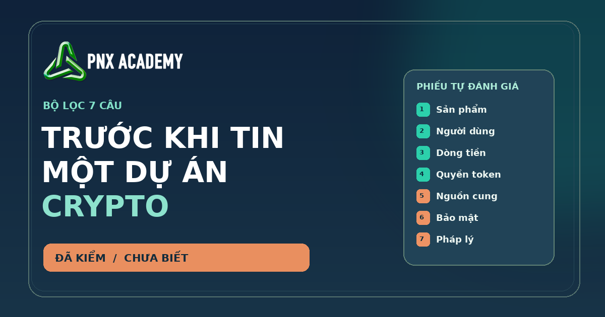 Checklist đánh giá dự án crypto: 7 câu hỏi trước khi đầu tư