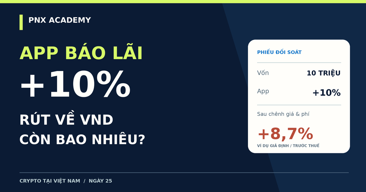 App báo lãi 10%, rút về VND còn bao nhiêu?
